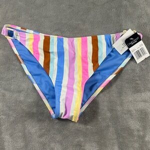 California Waves Womens Striped Bikini Bottom Multi Color Size L See Description